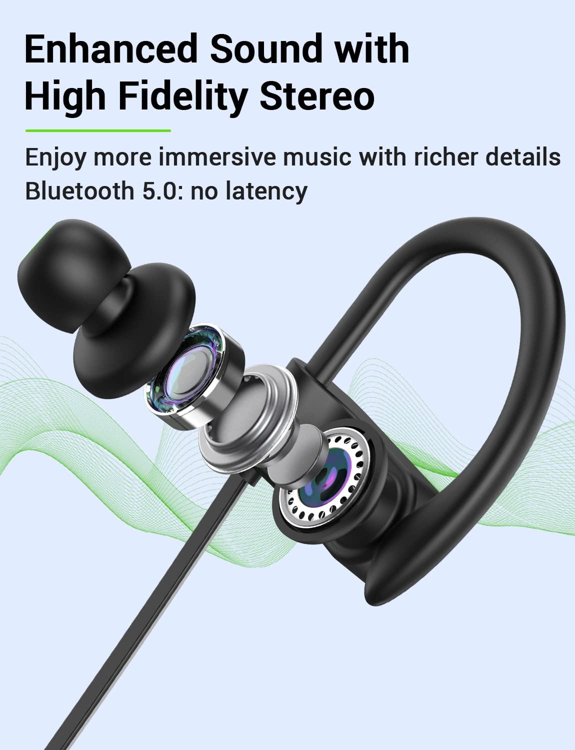 Stiive Bluetooth Headphones, Wireless Sports Earbuds IPX7 Waterproof with Mic, Stereo Sweatproof in-Ear Earphones, Noise Cancelling Headsets for Gym Running Workout, 12 Hour Playtime - BlackGrey : Electronics
