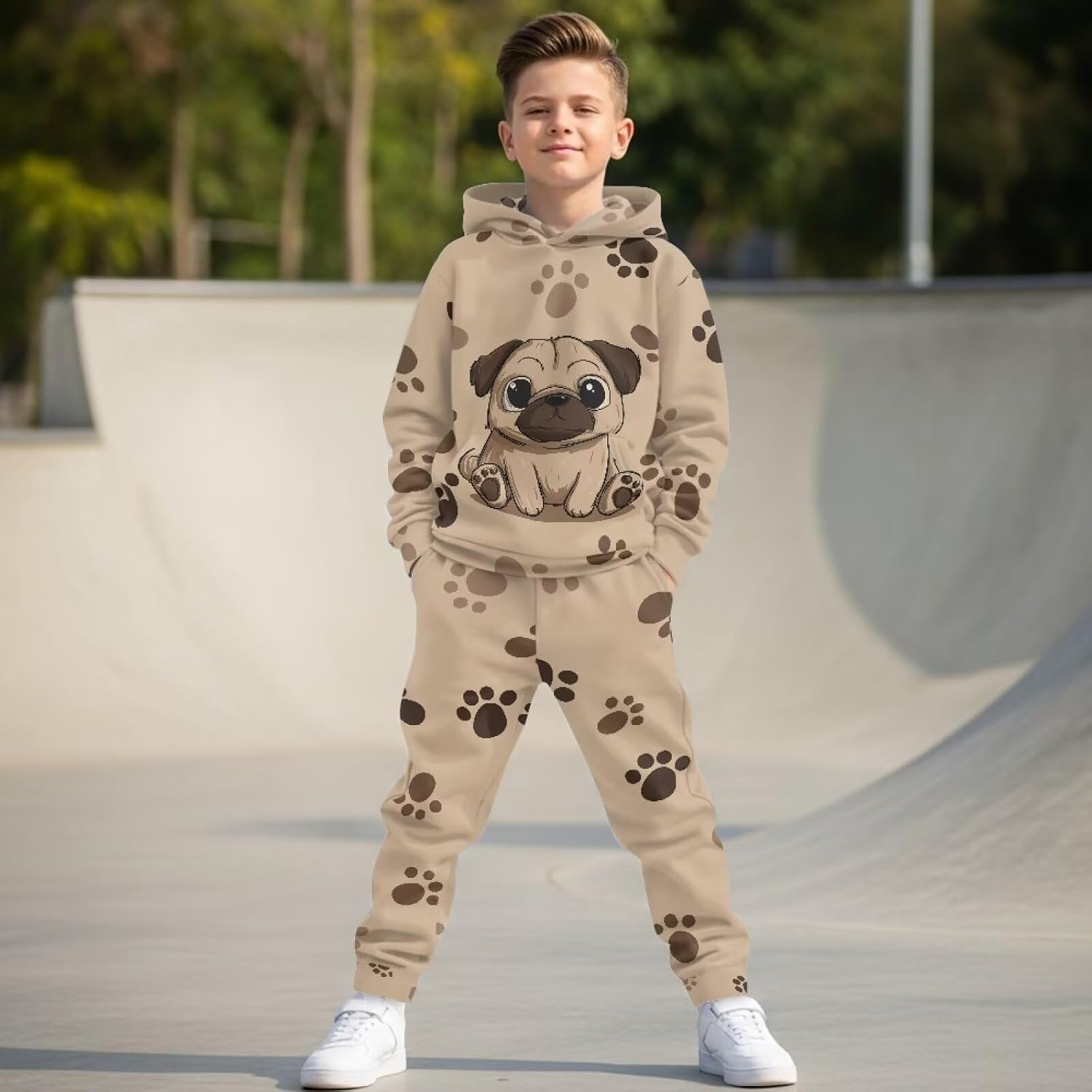 Dreaweet Sweatsuit Set for Boys Girls Size 5-12 Kids Hoodie Sweatshirt and Sweatpants Set Fall Casual Going Out Outfits