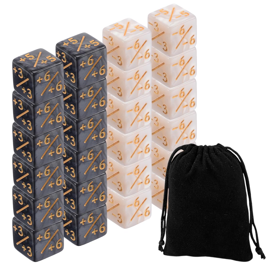 WUSJCOF 24 Pezzi Dadi Segnapunti, Dadi di Lealtà, D6 Dadi, Magic The Gathering Dadi, Accessori MTG con Sacchetti per la Conservazione per Giochi da Tavolo, Feste, Riunioni Familiari