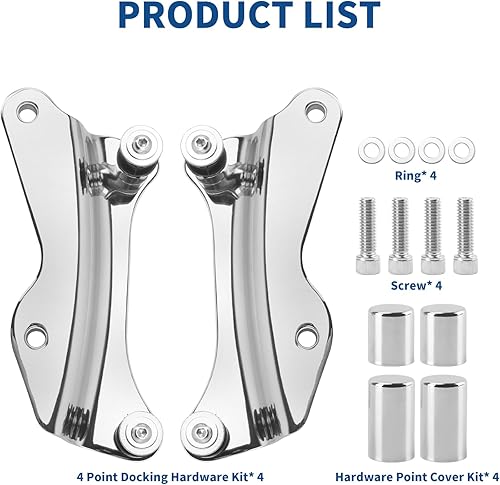 Miniatura 6 de Kit de accesorios de acoplamiento de 4 puntos para motocicleta y 4 piezas de cubiertas de accesorios de acoplamiento para Harley Touring Street