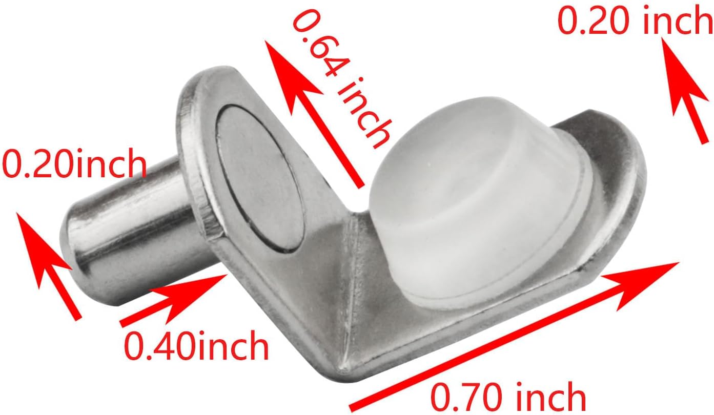 28pcs Silver 5mm 1/4 Inch Cabinet Shelf Support Nails Metal Shelf Pins for Bookshelf Racks in Cabinets with Rubber Spacers