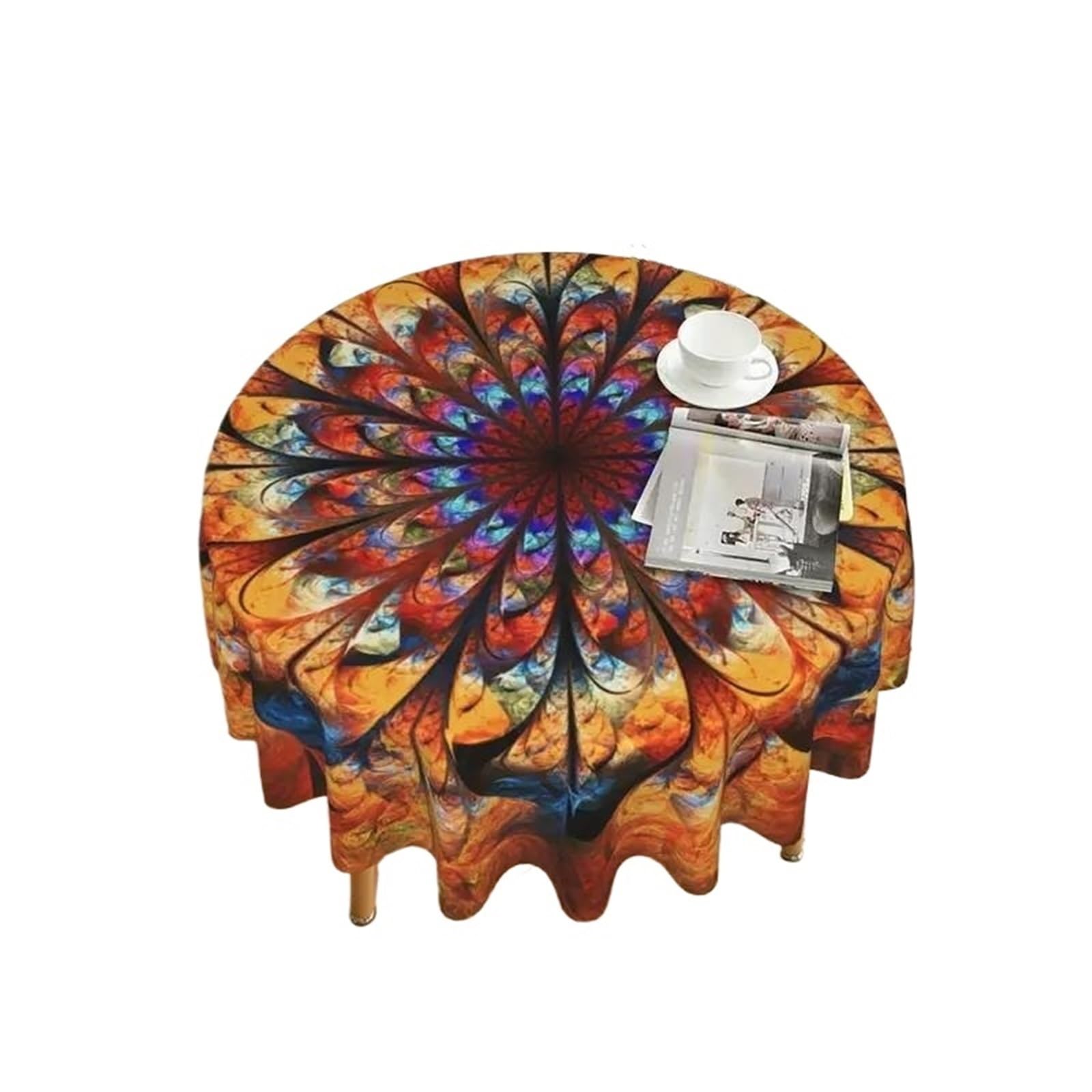 BTRYLDCFA Round Tablecloth 1pc Round Tablecloth, Waterproof Colorful Circular Patio Dining Table Cover, Cloths Covers For Backyard BBQ Picnic(Burgundy)
