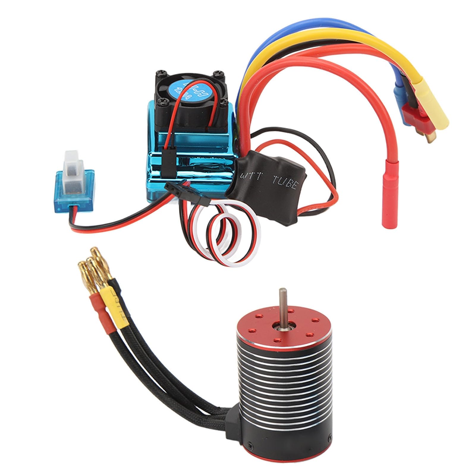 Fabater Profesjonalny Zestaw Bezszczotkowego Silnika RC ESC, Wodoodporny Silnik 3650 o Wysokim Skręcaniu 120A ESC Combo do Samochodu RC, 4-biegunowy 12-gniazdowy Silnik Bezczujnikowy z Aluminiowym
