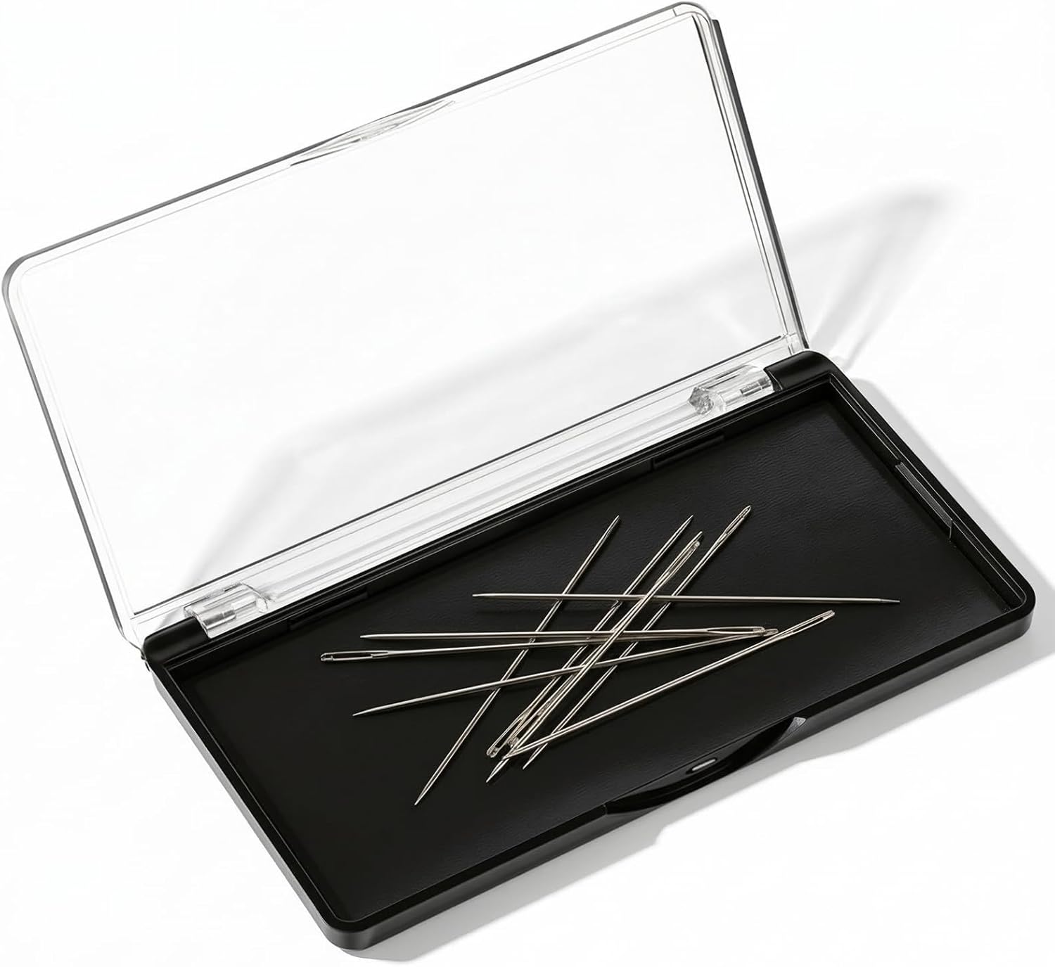 Magnetic Needle Case Sewing Needle Case with Clear Cover Strong Built-in Magnet Secures Pins Under 10.5cm Portable Needles Organizer Box for Sewing Quilting Crafts Supplies