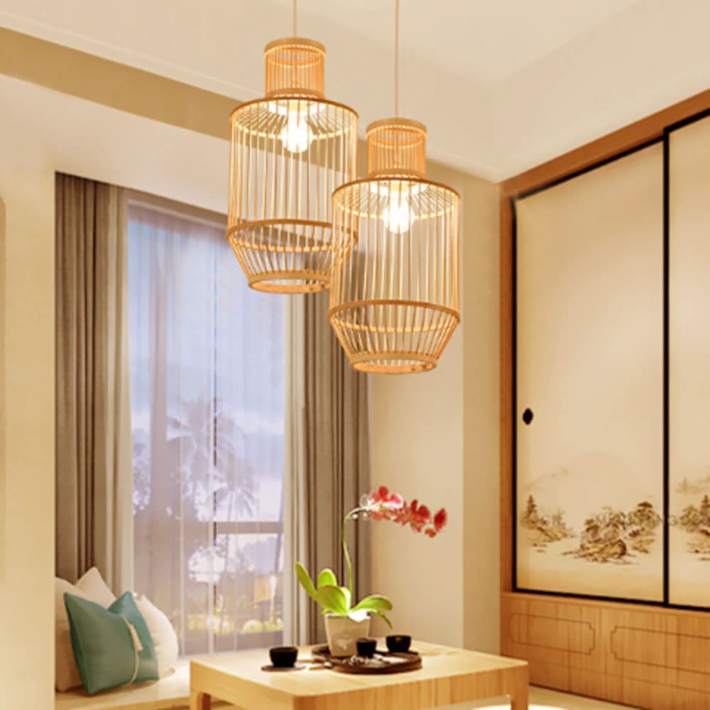 Lampadario , Lampadario retrò in bambù intrecciato a mano in rattan, stile pastorale naturale, fatto a mano, luci sospese fai da te, stile nordico sud-est asiatico, lampadario ovale in vimini for rist