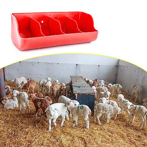 Comederos de plástico para corderos con valla de 4 compartimentos, paquete de 2 3