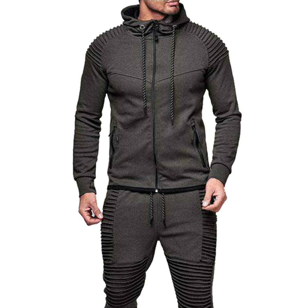 amropi Tute da Ginnastica Uomo Maniche Lunghe Felpa con Cappuccio e Jogging Pantaloni Sportiva Set
