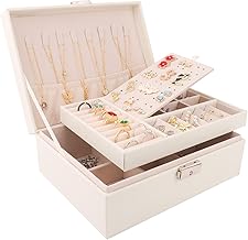 talifoca Women's Jewellery Box, Jewellery Box, Travel Jewellery Box with 2 Layers, Large Jewellery Box Organizer for Rings Bracelets Earrings Necklaces