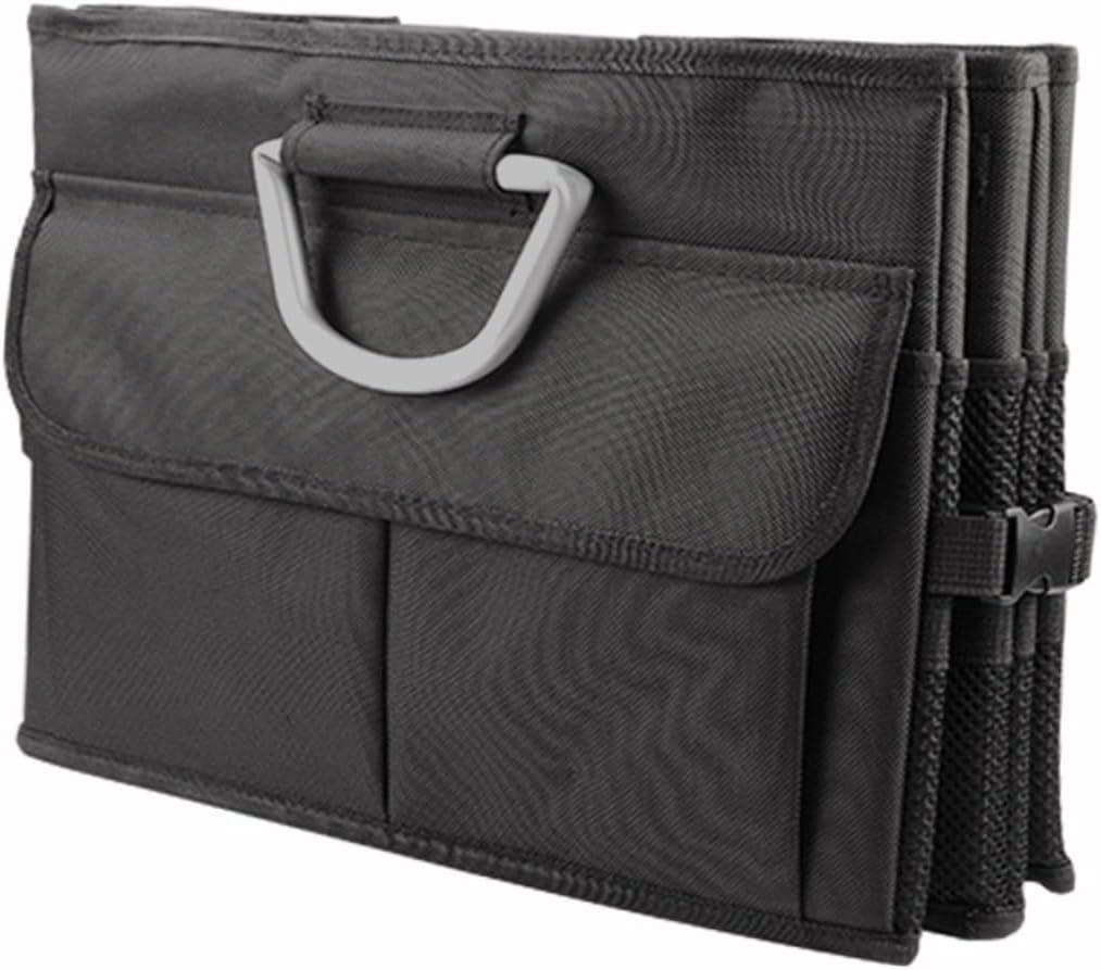Car Trunk Organizer Folding Storage Box with Lid, Collapsible Black Cargo Organizer for Suv and Sedan, Multi-compartment Car Storage Case for Vehicle Supplies
