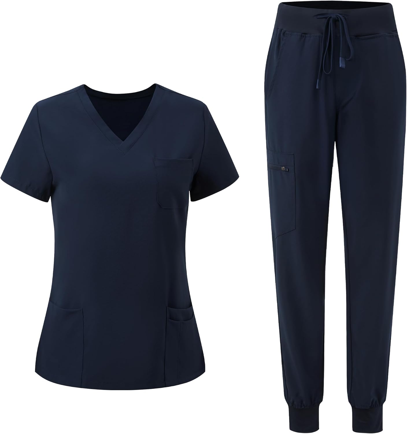 Scrubs for Women, V-Neck Scrubs Top & Cargo Pants with 10 Pockets