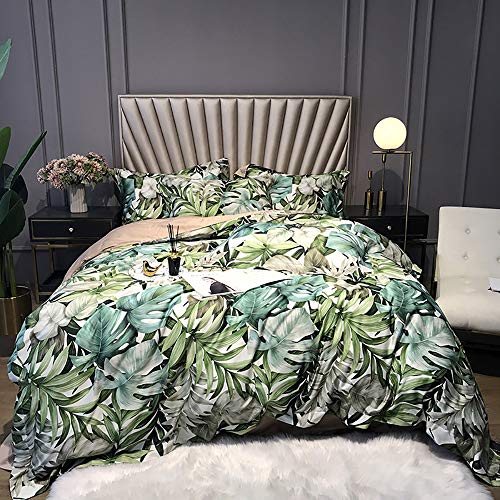 Parure de lit 100% coton à fibres longues vert de luxe 220x240 cm
