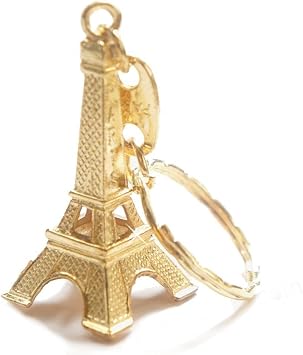 12pcs/lot Gold Cute Adorable 3D Eiffel Tower Key Chain, French Souvenir Paris Keychain