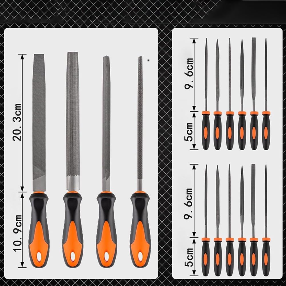 Juego de limas de metal de precisión de 20 piezas con asas de madera, bolsa de almacenamiento portátil para carpintería, herramientas de reparación de manualidades