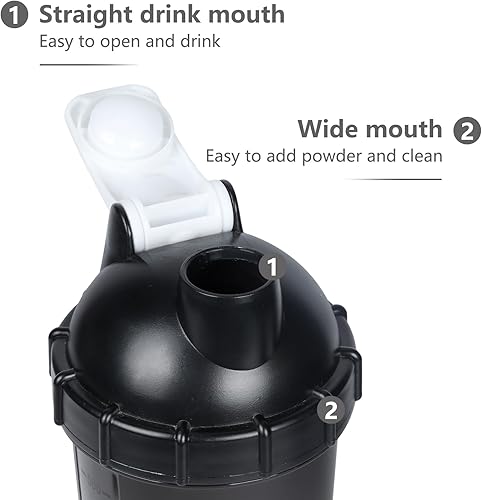 Miniatura 5 de XTKS Shaker Bottle - Botellas mezcladoras de proteínas de 18 onzas con almacenamiento de polvo y estuche para píldoras, 16.9 fl oz, taza agitadora