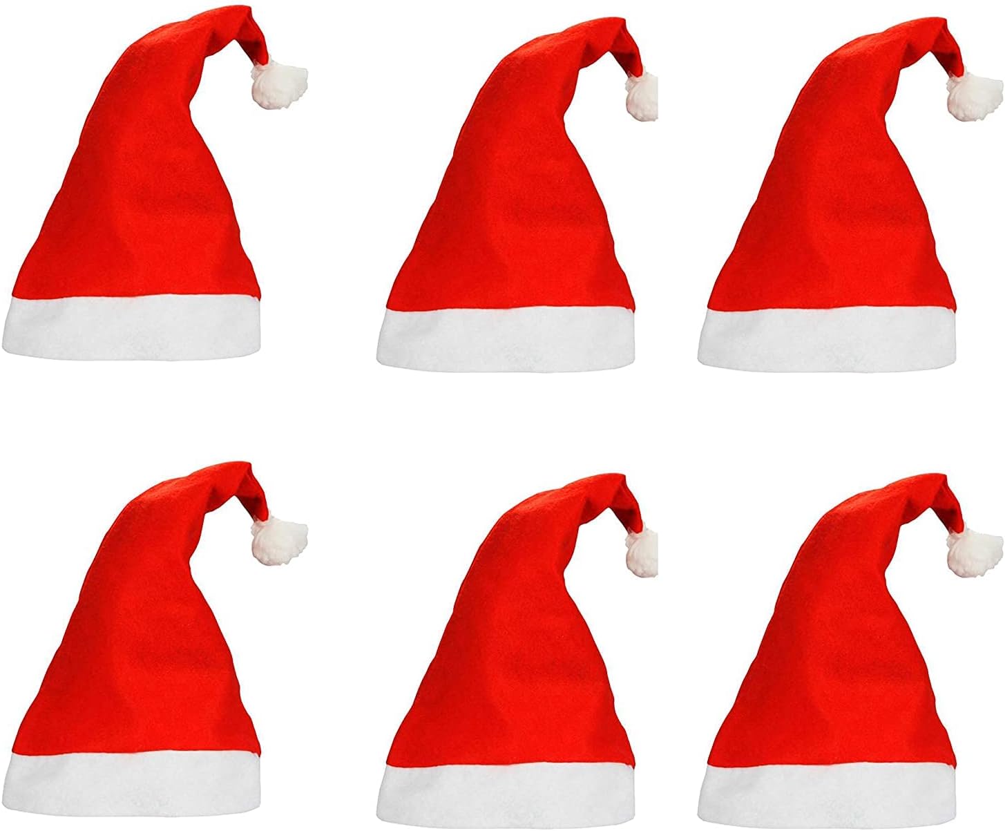 ROJDEAL Christmas Cap for Adults, Santa Claus Cap for Kids and Adults, Xmas Cap, Santa Claus hat Christmas Party Red Color (6 Santa Caps)