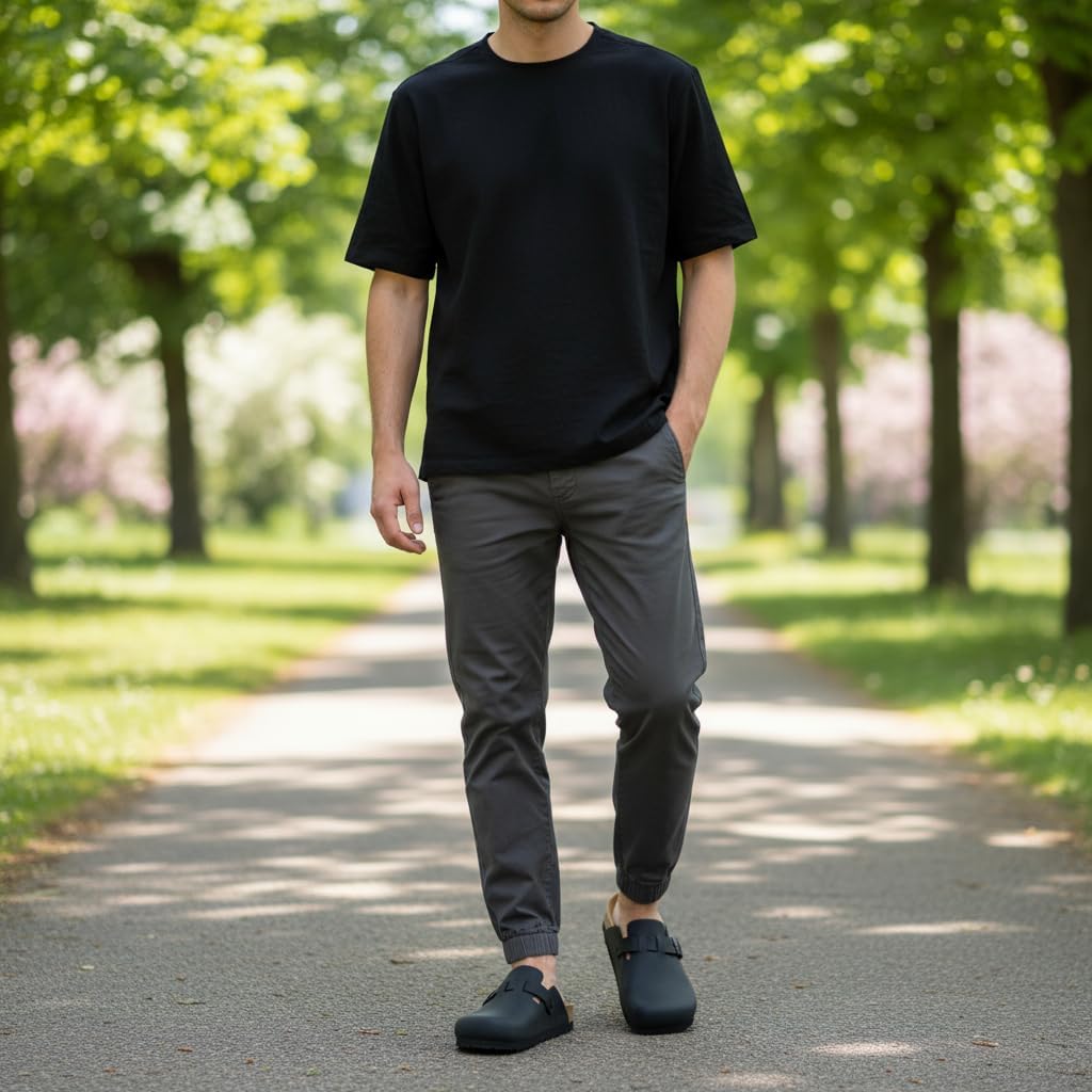 CUSHIONAIRE Haze Mens Clogs | Comfortable Slip-On Clogs for Men with Arch Support and Cork Suede Footbed | Perfect Potato Shoes for Indoor & Outdoor Use | Black 11 - Image 7