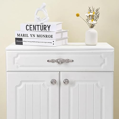 Miniatura 5 de Paquete de 10 pomos para gabinetes de cocina, pomos de níquel cepillado de 5.8 pulgadas con placas, perillas para herrajes de gabinete y placas para