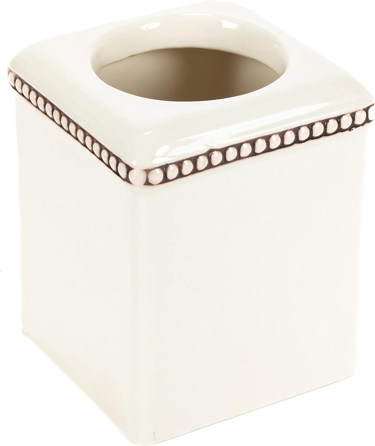 Acanthus Leaf Hope, Love, and Faith Ceramic Jars with Ornate Brown Metal Tray image 2