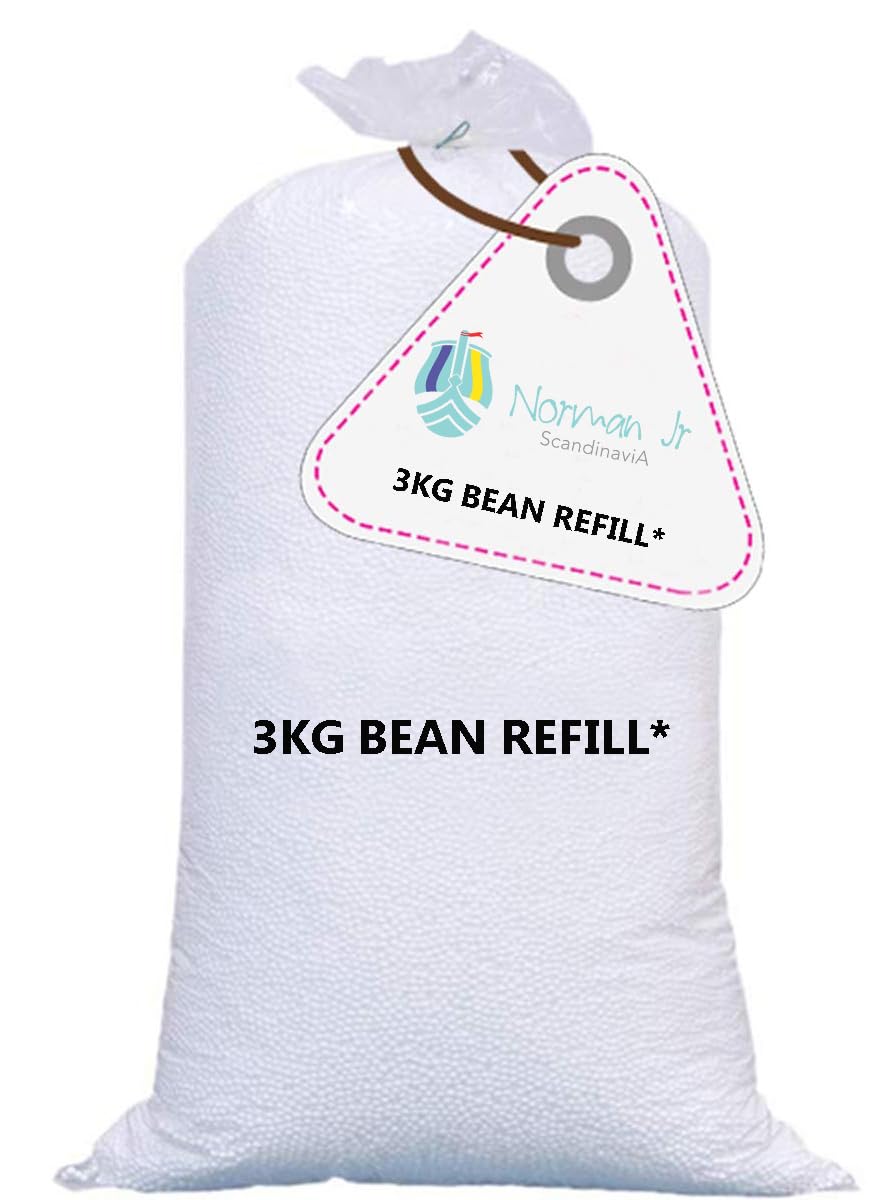 NORMAN JR Premium Virgin Grade Thermocol Balls Refill for Pillows, Sofa, Bean Bags, Soft Toys & Beans for Bean Bag Refill 3 Kg (White)