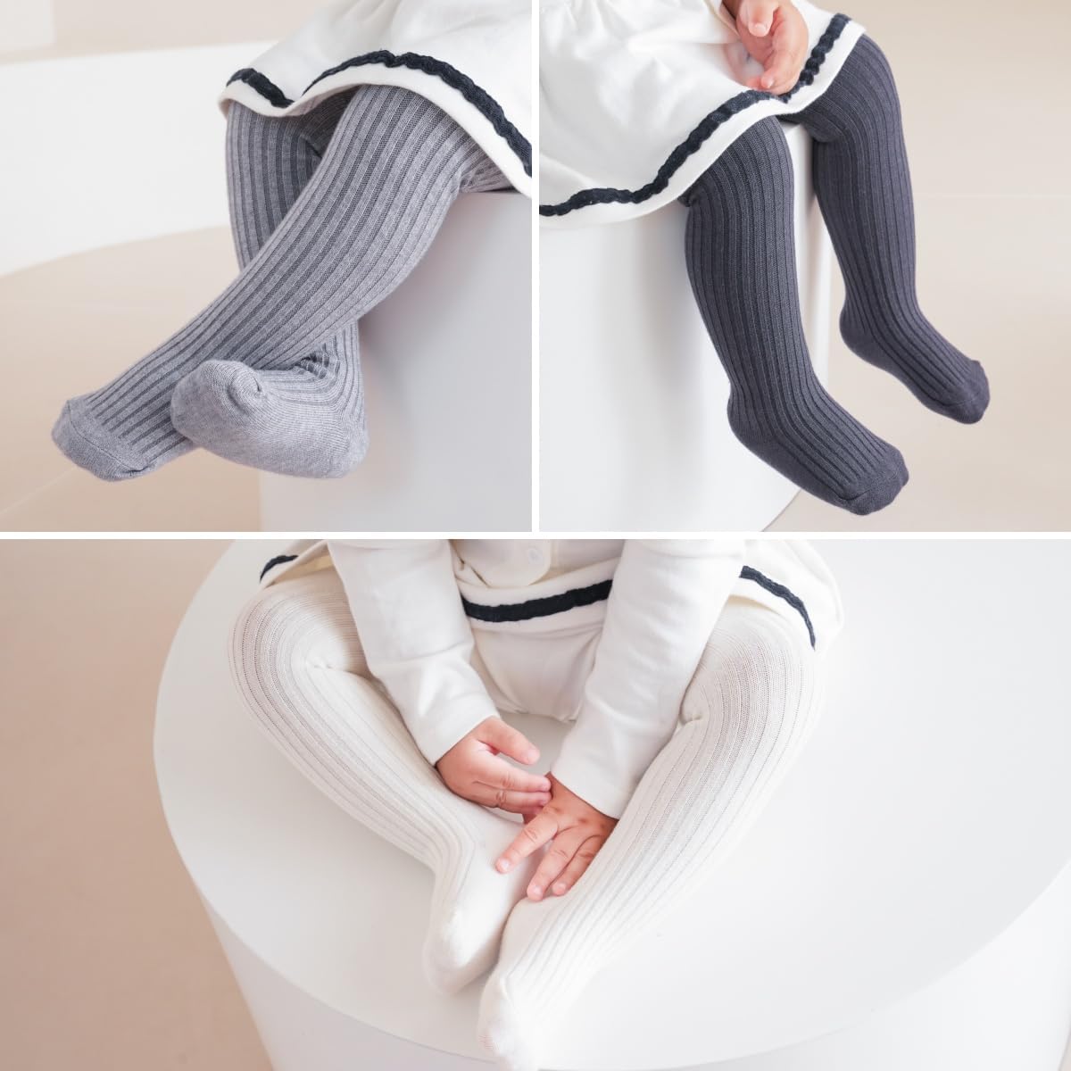 Baby Tights Cable Knit Tights Toddlers Leggings Seamless Stockings Pantyhose Infants 3 Pack - Image 6