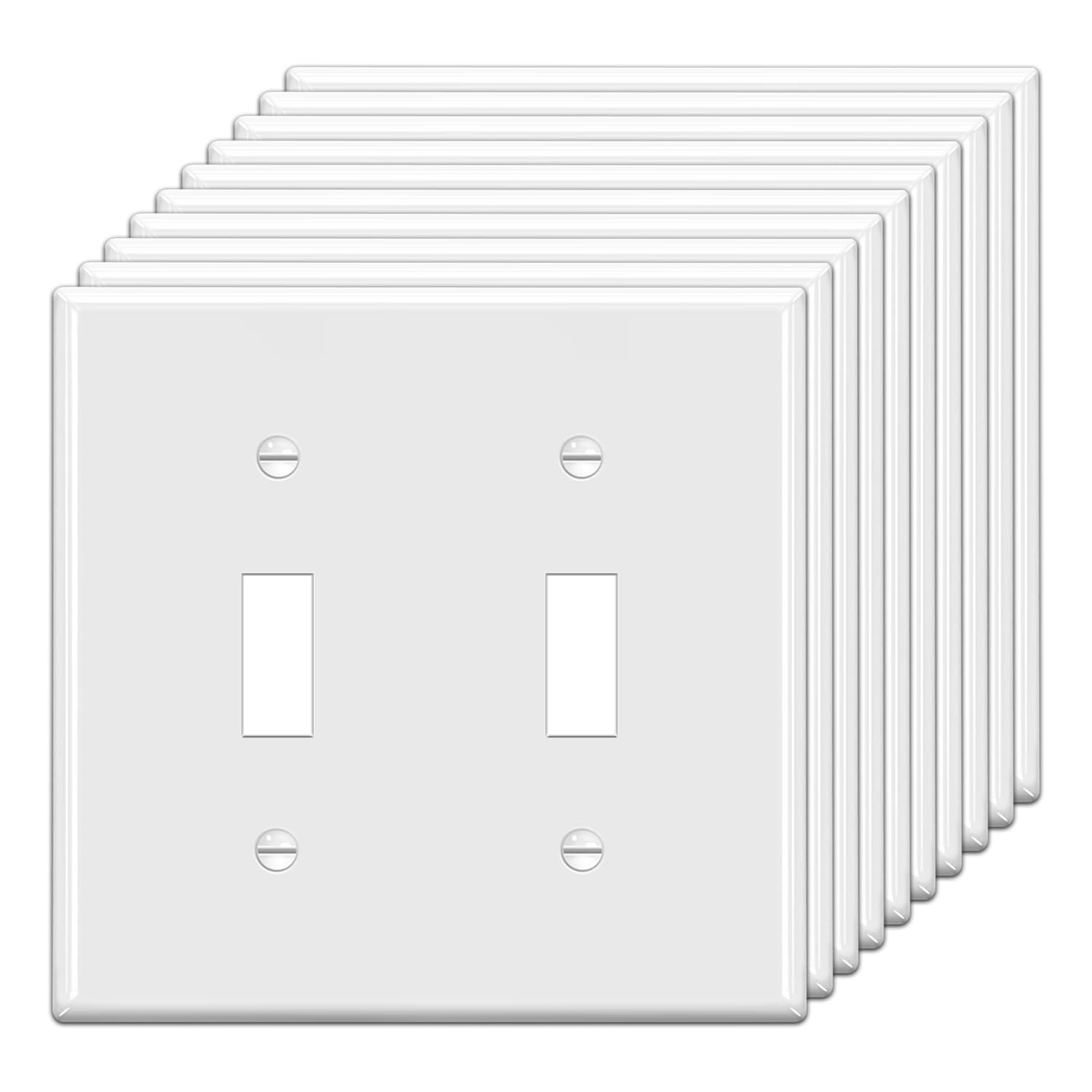 Photo 1 of BESTTEN 10 Pack 2-Gang Toggle Switch Cover Plate, Standard Size, UL Listed