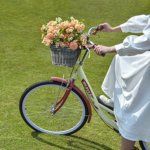 GRANNY SAYS Bicycle Basket Front Handlebar, Wicker Bike Baskets for Adult Bikes, Hand Woven Rectangular Basket, Waterproof Bike Basekts, Women Bicycle Beach Cruiser Accessories, Picnic Baskets