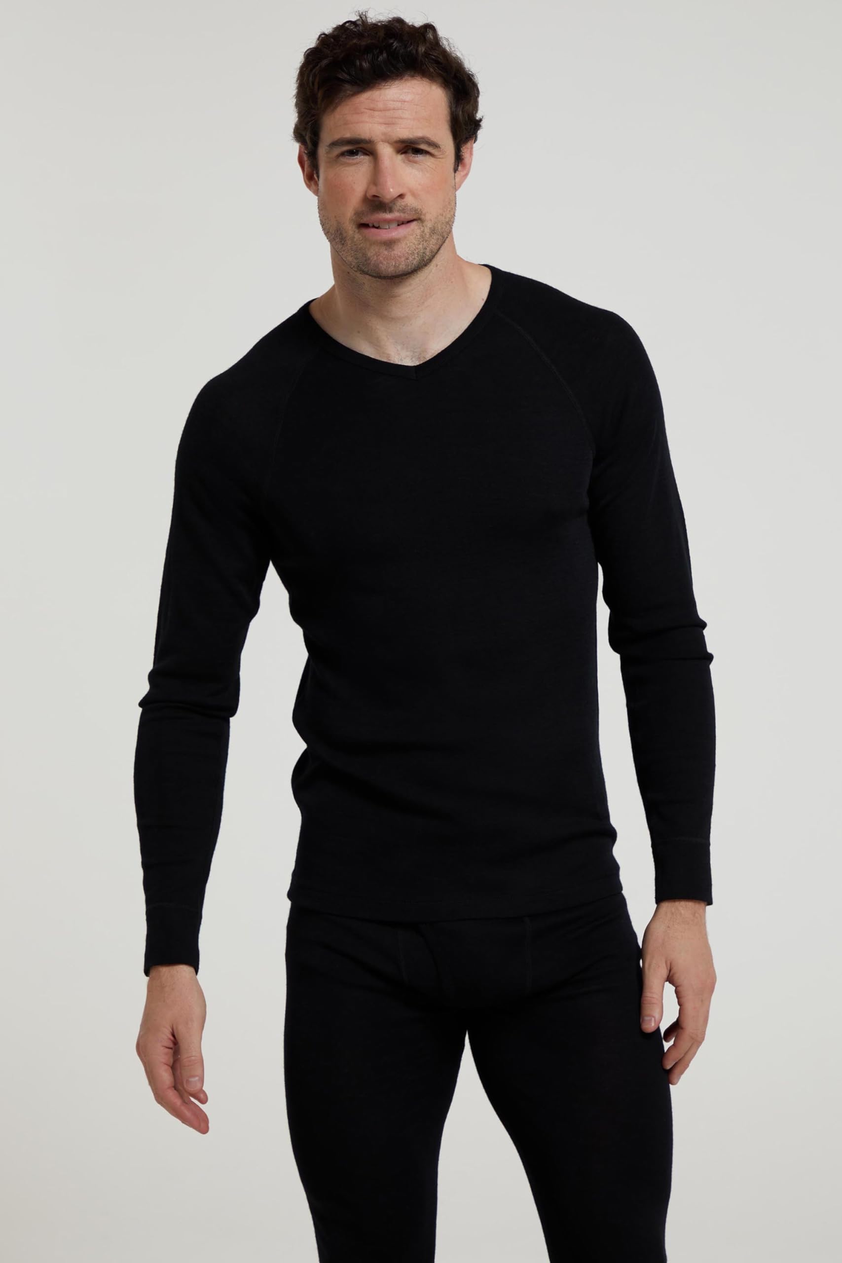 Mountain Warehouse Camiseta Interior de Merino con Cuello de Pico para Hombre - Top Transpirable, Antibacteriano y Ligero - Ideal para otoño, Invierno y Exteriores