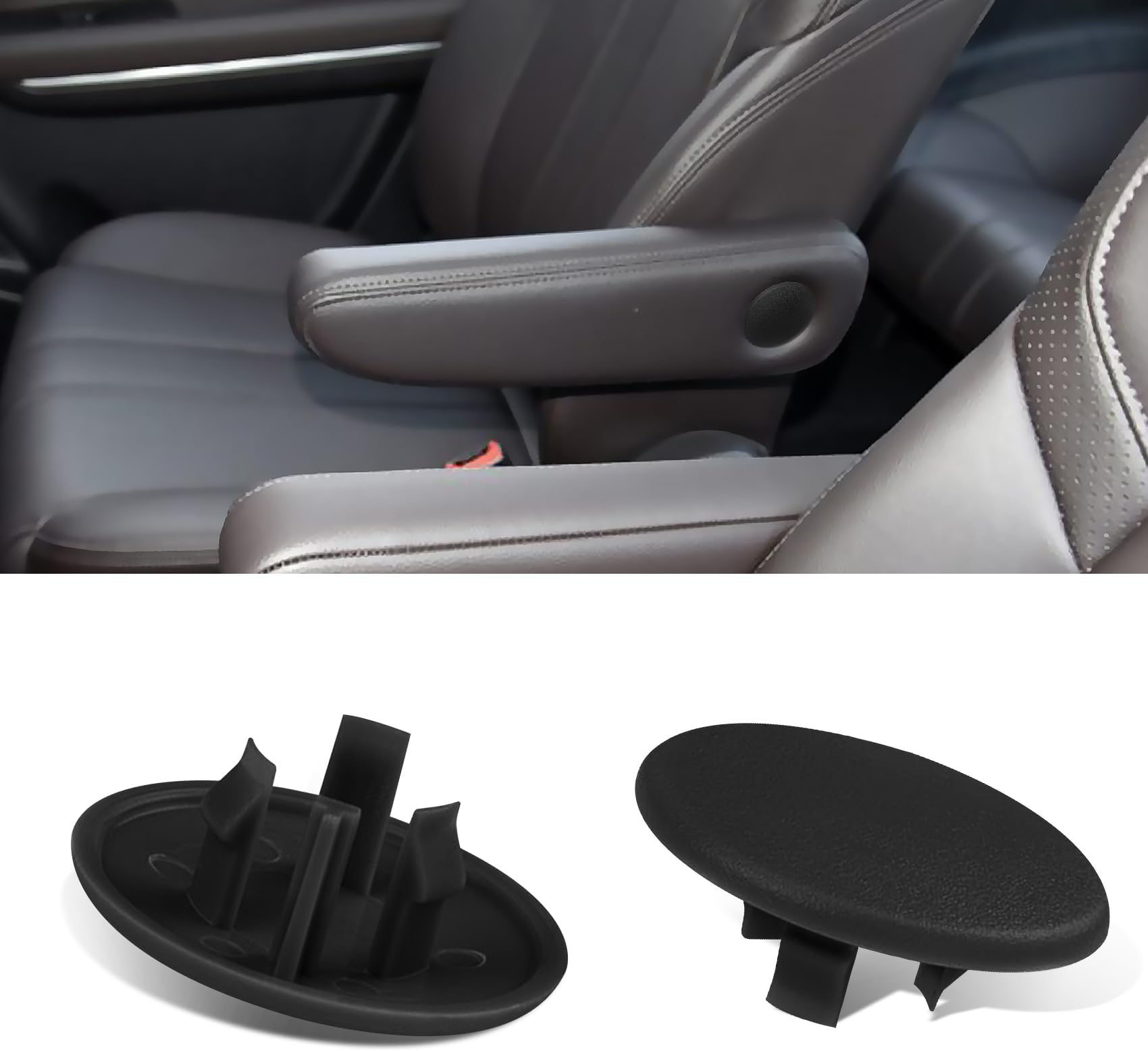 2PCS Armrest Cover Cap, Seat Parts Replacement for 07-19 Chevy Tahoe Cadillac Escalade Suburban Yukon, 15279689 Left or Right Rear Bucket Seats Arm Rest Handle Trim Bolt (Black)
