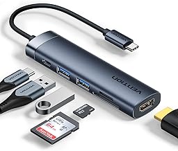 VENTION USB C Hub PD 100W, 6-in-1 Docking Station, 4K @ 30HZ HDMI, USB A 3.0 Data Transfer Splitter Ports, SD/Micro SD, Card Reader, Compatible with MacBook Pro, Air/Dell/Lenovo/HP
