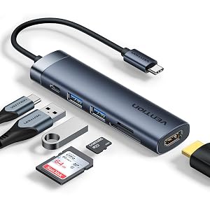 VENTION USB C Hub 6-in-1 Laptop Docking Station Dongle Adapter with 4K HDMI PD 100W Charging USB 3