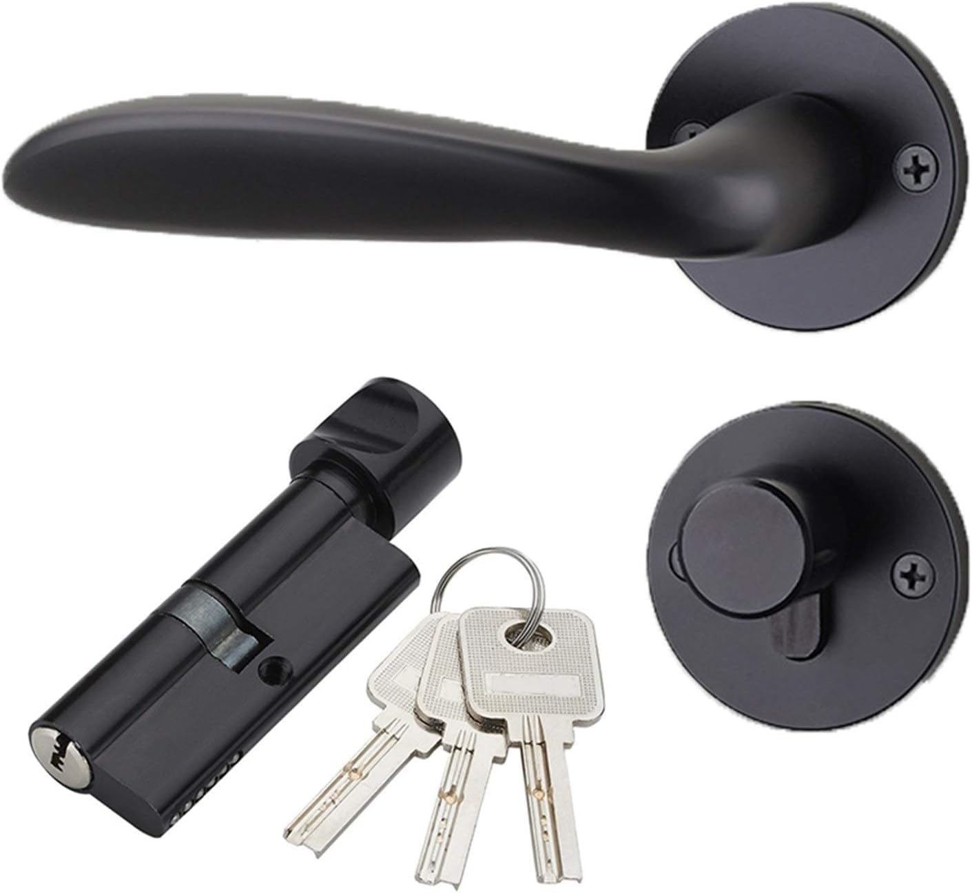 KYUEPONG Handle Locks Door Lock, Solid Space Aluminum Door Handle Locks Minimalist Interior Lock Cylinder 1pc