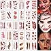 Halloween Tatuajes Temporales, Halloween Cicatrices Tatuajes Temporales de Heridas, Halloween Zombie Cicatrices Tatuajes Pegatinas con Falso Scab Sangre Especial para Fiesta de Disfraz Cosplay (Red)