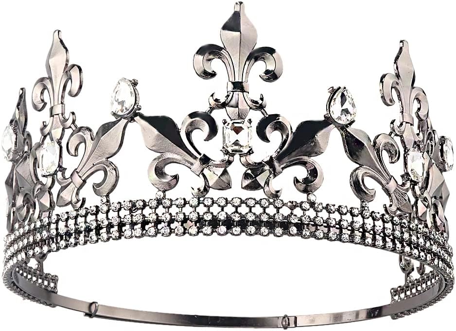 Royal King Crown Men Metal Prince Crowns Tiaras Full Round For Christmas/Wedding/Prom/Pageant/Birthday Party/Photography