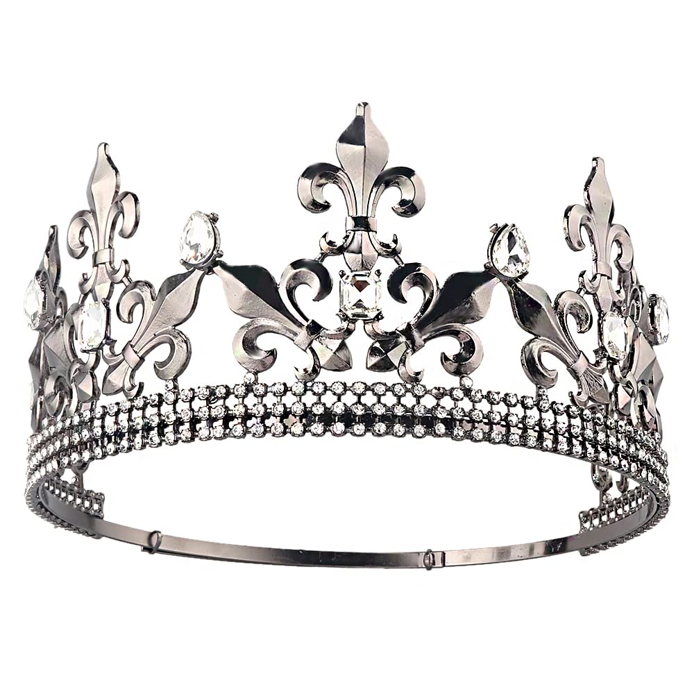 Royal King Crown Men Metal Prince Crowns Tiaras Full Round For Christmas/Wedding/Prom/Pageant/Birthday Party/Photography
