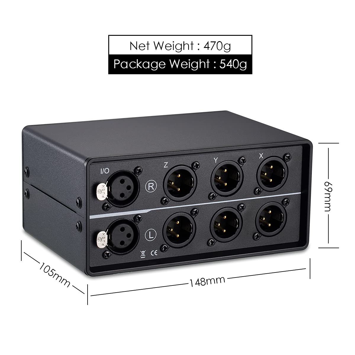 DoukAudio XLR - Conmutador de audio 1 en 3 salidas: Selector pasivo equilibrado estéreo para comparación de múltiples fuentes, aluminio blindado chapado en oro, estudio HiFi Audiófilo