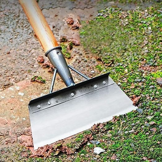 Image of Heavy Duty Steel Cleaning Shovel, Hand Weeder for Grass Removal, Weed Removal, Clean Up Animal Waste, Large Metal Shovel Scraper with Handle