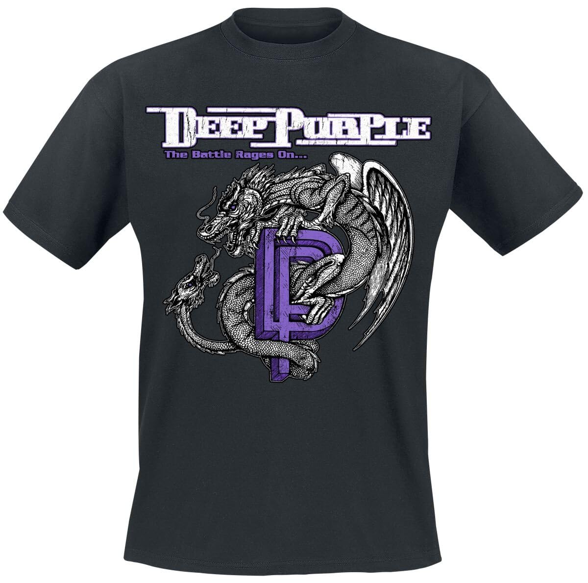 Deep Purple Battle Rages on Hombre Camiseta Negro 100% algodón Regular