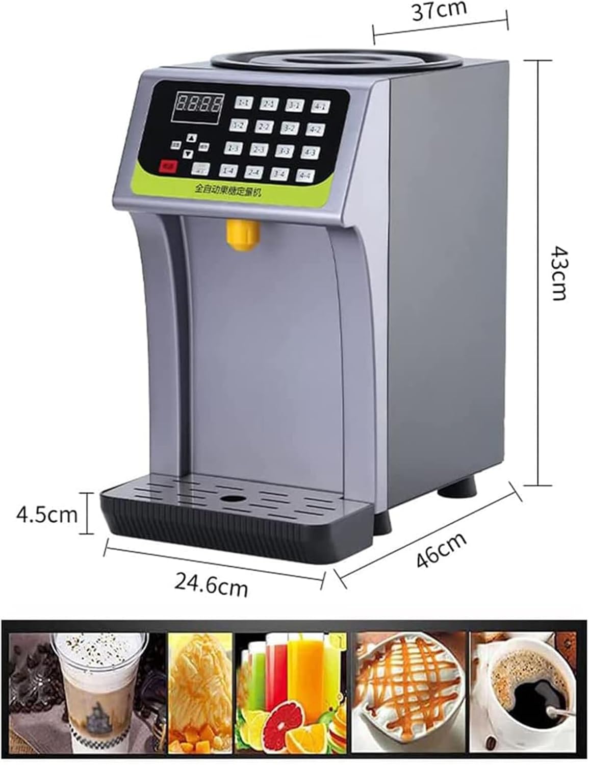 Commercial Fructose Dispenser, 7L Stainless Steel Syrup Dispenser, 16 Different Sugar Options Fructose Quantitative Machines