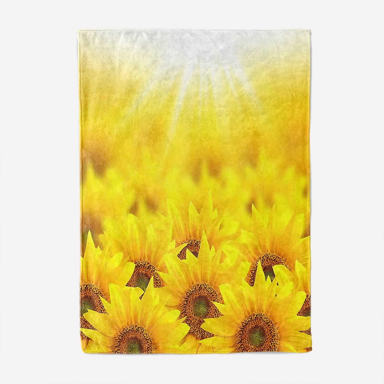 Daesar Natale Coperte Pile Fantasia, Coperte Flanella Matrimoniali/Singolo Divano/Letto Giallo Motivo Girasoli Tema Piante Coperta Calda Invernale, 180x240cm