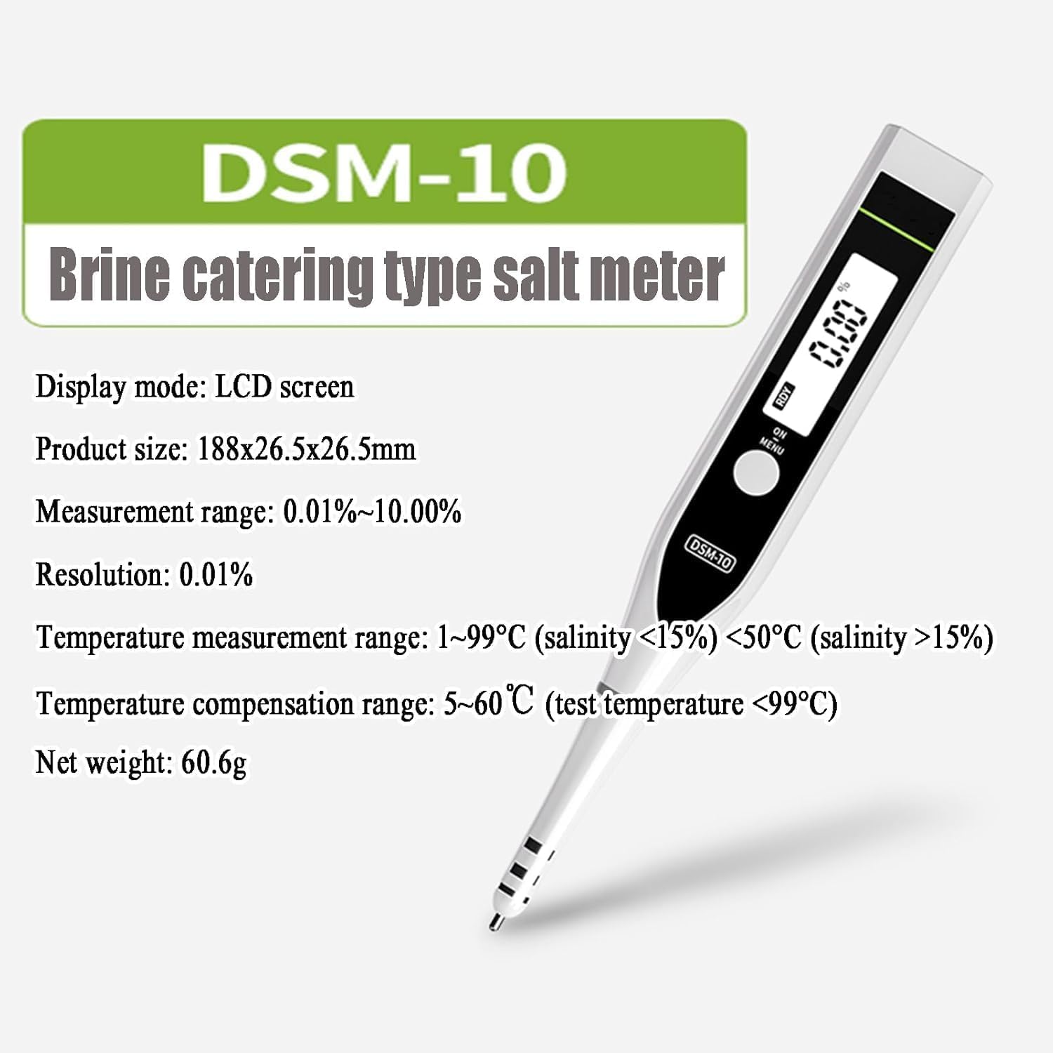 Testeur de salinité numérique, testeur électronique de salinité avec rétroéclairage LCD, affichage des résultats 3s, mesure des températures élevées jusqu'à 99 ℃, idéal pour les produits alimentaires