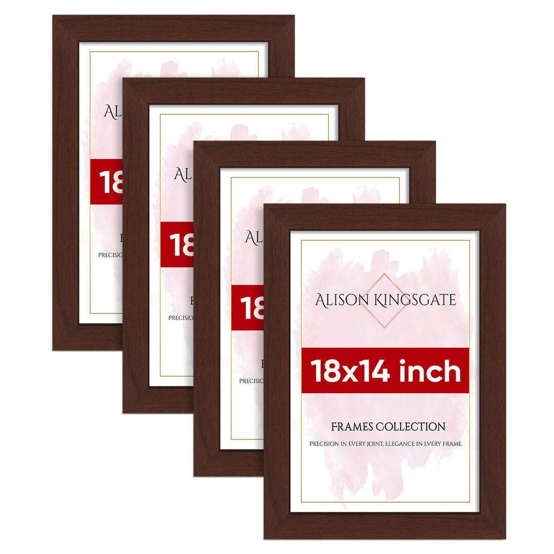 Alison Kingsgate Modern 18X14 Rose Wood Photo Frame Pack of 4-Engineered Wood Picture Frames with Shatterproof Perspex - Ideal for Artwork-Wall Mount or Tabletop - Multiple Sizes & Colours Available โ image 1