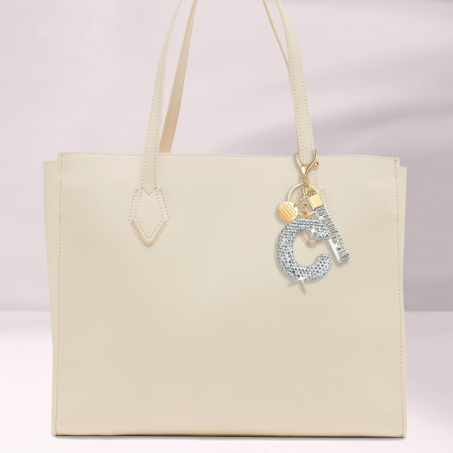 XGALBLA White Pink Black Initial Letter Keychain for Women Rhinestone Bling Cute Backpack Car Key Accessories Lanyard - Image 4