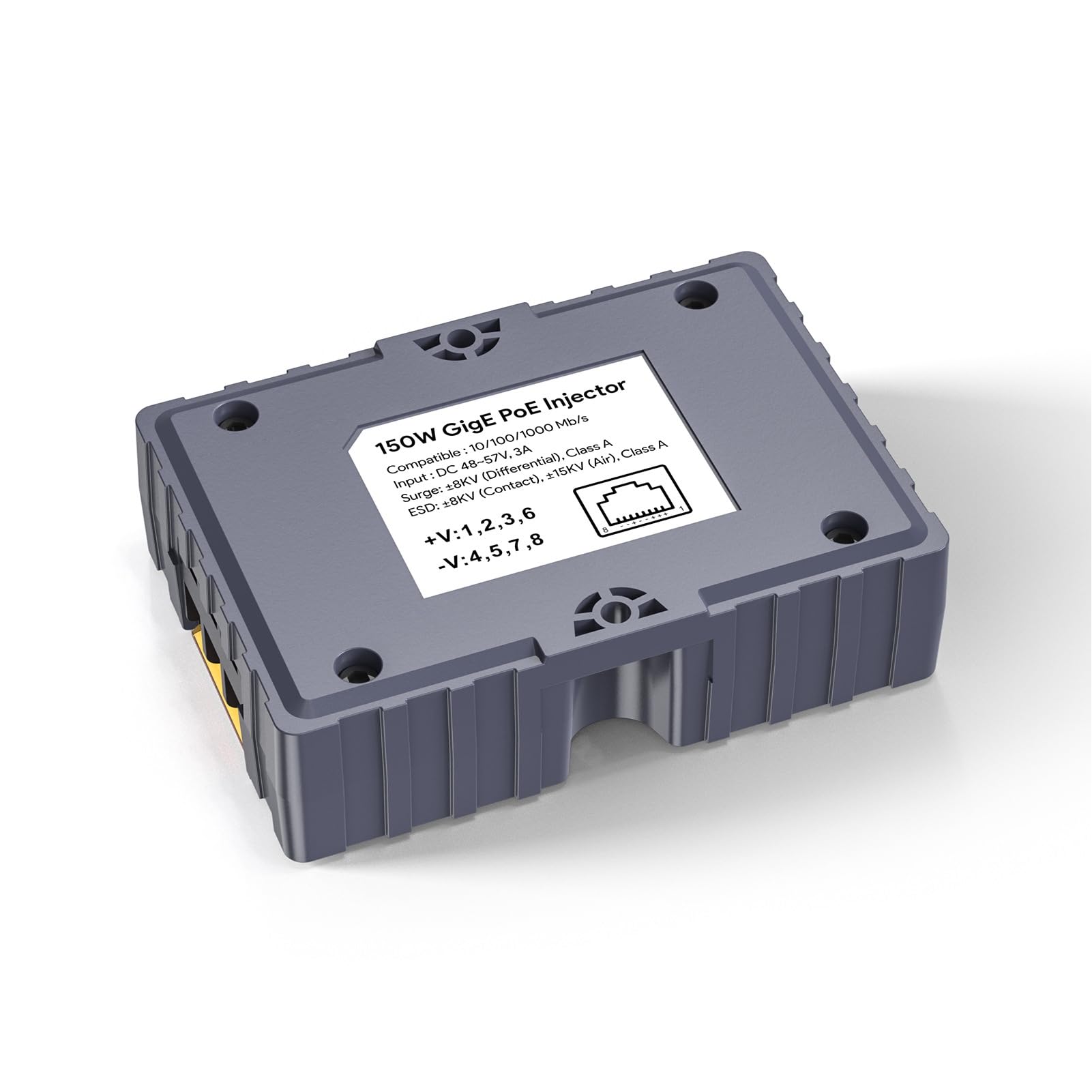 Iniettore PoE per Internet Kit Satellite, 48‑57V 3A GigE Passivo ABS Protezione Sovratensioni ESD 150W con LAN, con velocità di Rete 10, 100, 1000 Mb/s.