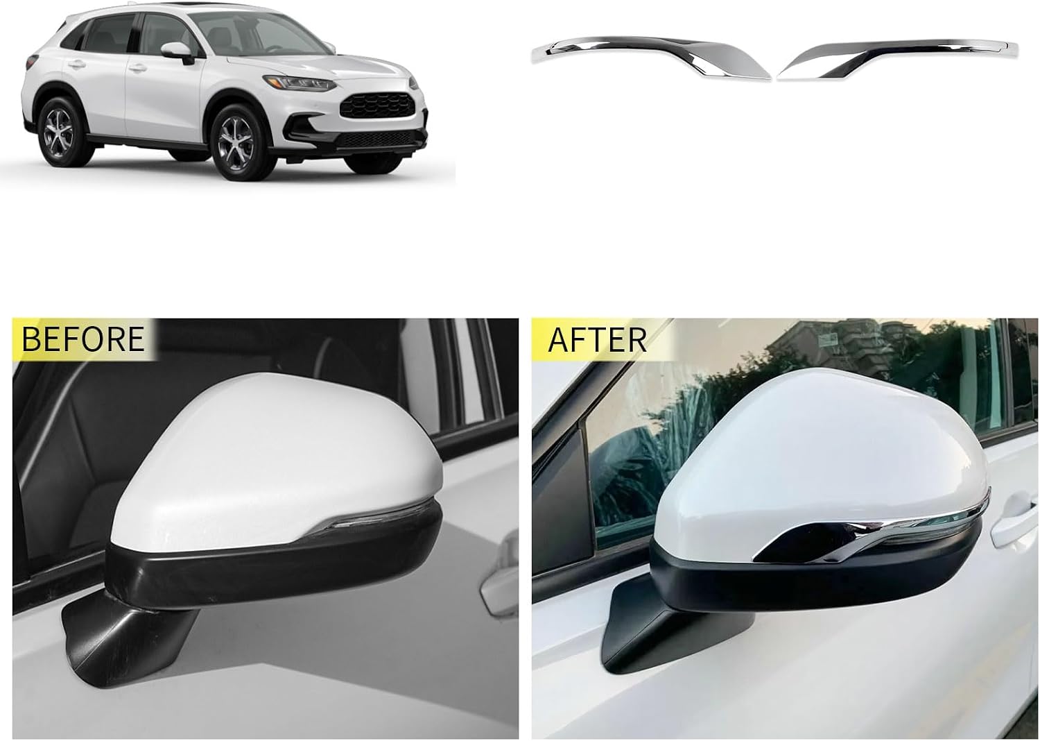 Side View Mirror Upper Cover Compatible With Honda New HRV HR-V 2026 2025 2024 2023 Car Side Mirror Upper Guard Exterior Car Accessories ABS 2PCS(Glossy Chrome Style)