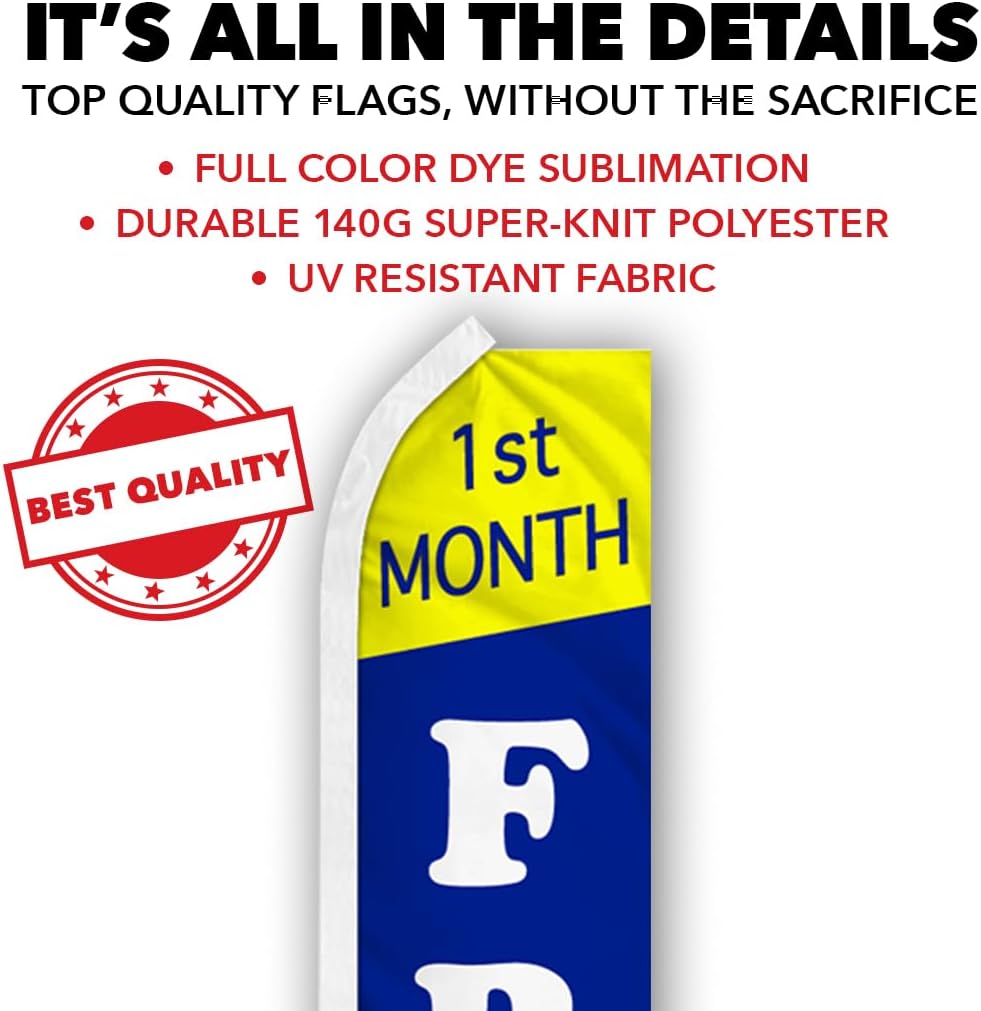 1st Month Free Swooper Advertising Flag & Pole Kit - Perfect for Apartments, Condos, Leasing Offices, Rental Homes, Storage