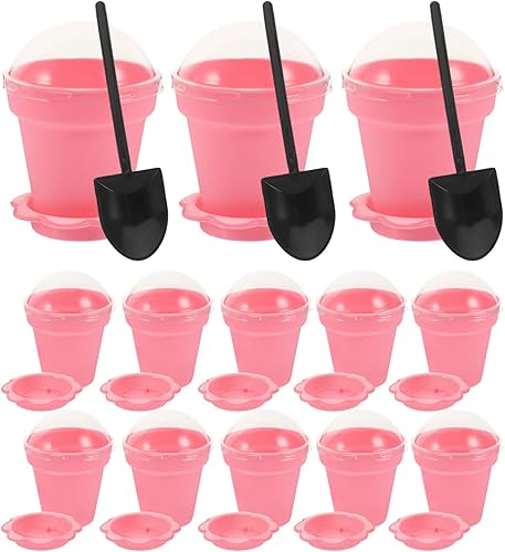 UPKOCH Macetas para plantas, 25 juegos de tazas de postre, macetas para tartas con cuchara, cuchara, mini macetas para guardería, tazas de helado