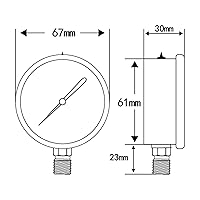 Vista 6 de Solimeta 2-1/2 "Tamaño del dial, medidor de presión hidráulica lleno de aceite, 0-5000psi/kpa, caja de acero inoxidable 304, montaje inferior NPT