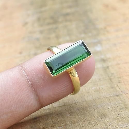 Miniatura 3 de Solid 925 Sterling Silver Ring For Women,Emerald Ring, 18K Gold Overlay Ring, Statement Ring Hypoallergenic Ring Christmas Gift