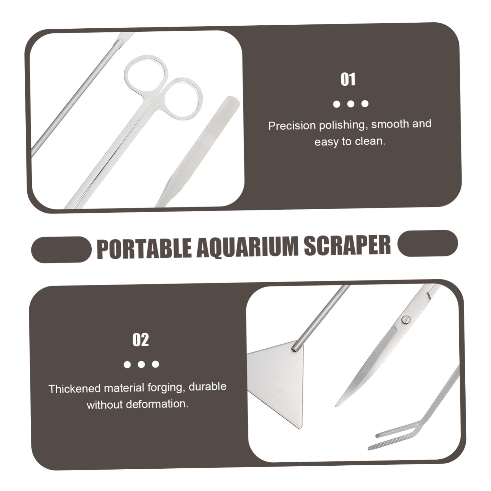 NUOBESTY Pinzas y Tijeras de Acero Inoxidable para Acuario Raspador Multifunción Portátil Diseño Ergonómico Antióxido para Mantenimiento y Limpieza Precisa de Plantas Acuáticas