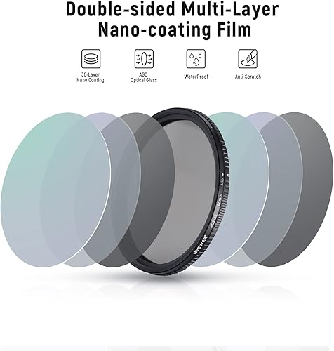 Miniatura 4 de NEEWER Filtro ND variable de 2.638 in ND2-ND32 (1-5 paradas) Filtro de densidad neutra ajustable/No X Cruz/Marco de aleación de aluminio ultra